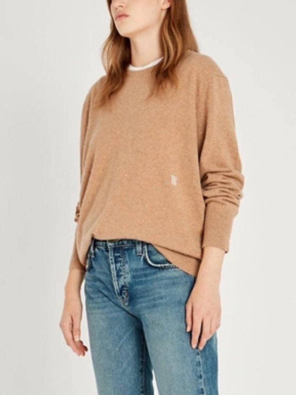 SANDRO Cesena ‘S’ embroidered cashmere jumper sweater in camel Size 1 or S